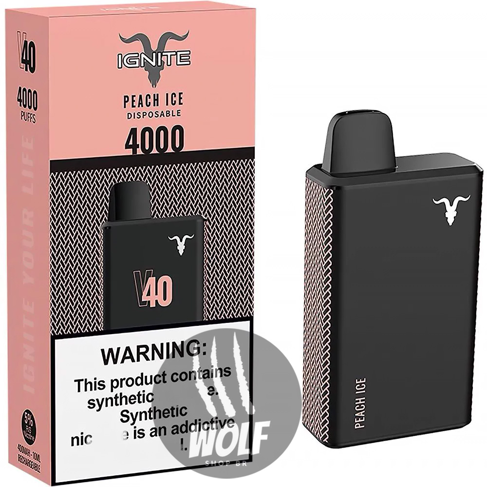 Ignite V40 Peach Ice Pod Descartável Recarregável 4000 Puffs