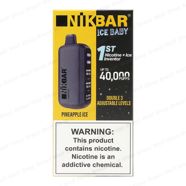 Principal Pod Descartável NIKBAR Ice Baby 40K Pineapple Ice na Wolf Shop Brasil