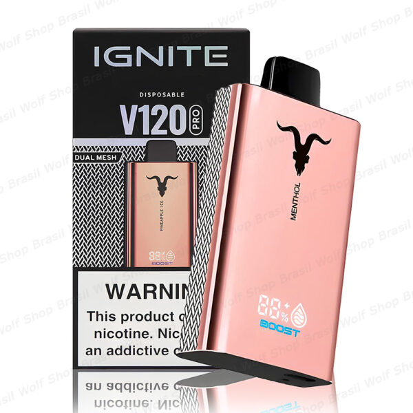Principal Pod Descartável IGNITE V120 PRO Rose Gold na Wolf Shop Brasil