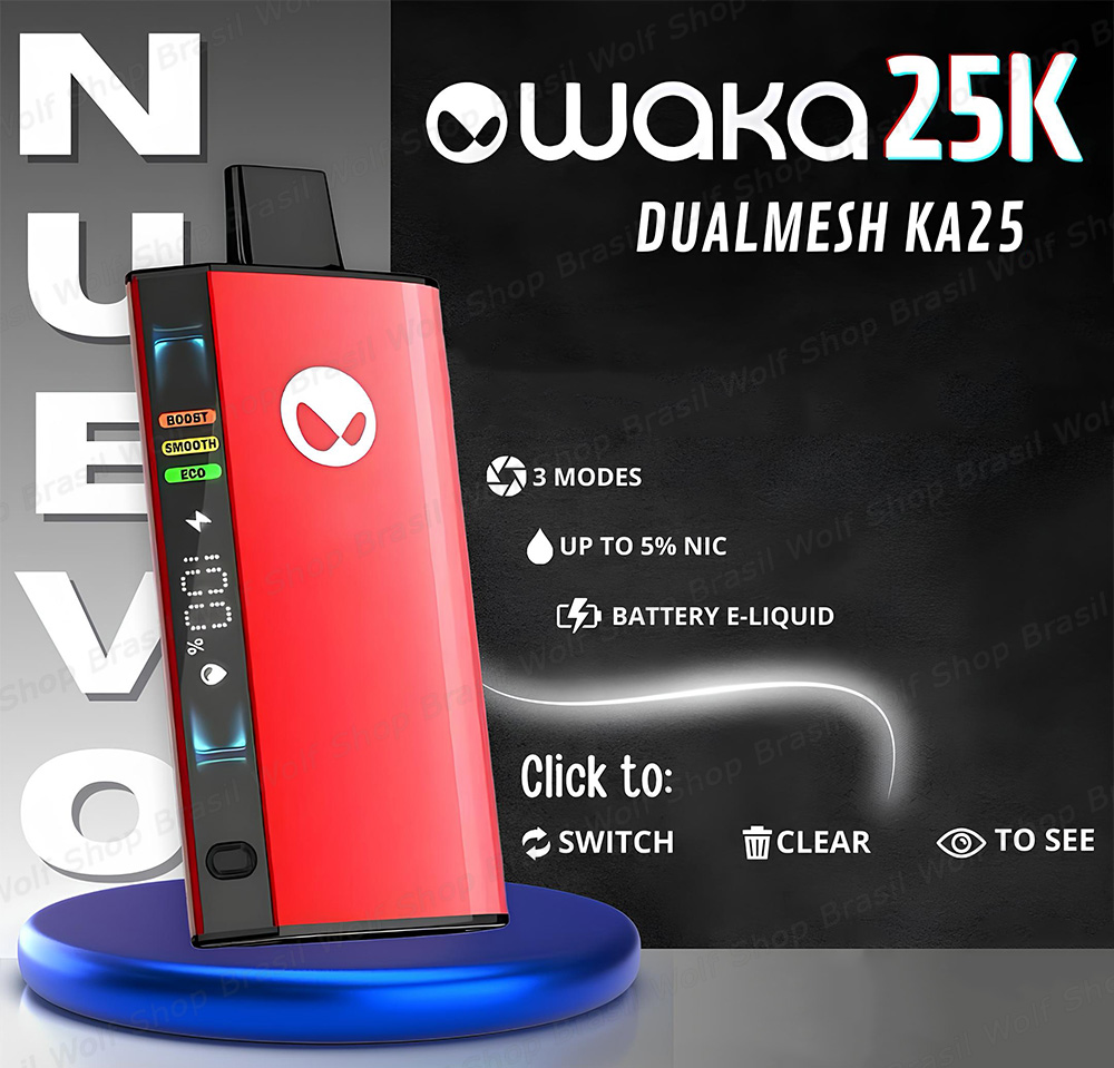 AD Pod Descartável WAKA KA25 25000 Puffs na Wolf Shop Brasil