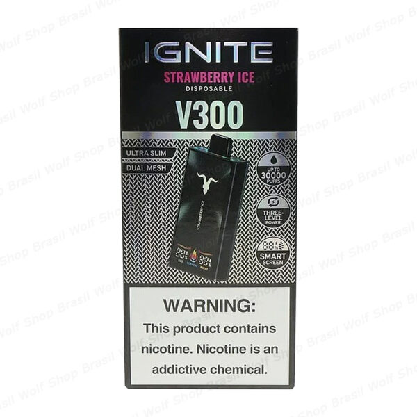 Pod Descartável IGNITE V300 30000 Puffs Strawberry Ice na Wolf Shop Brasil