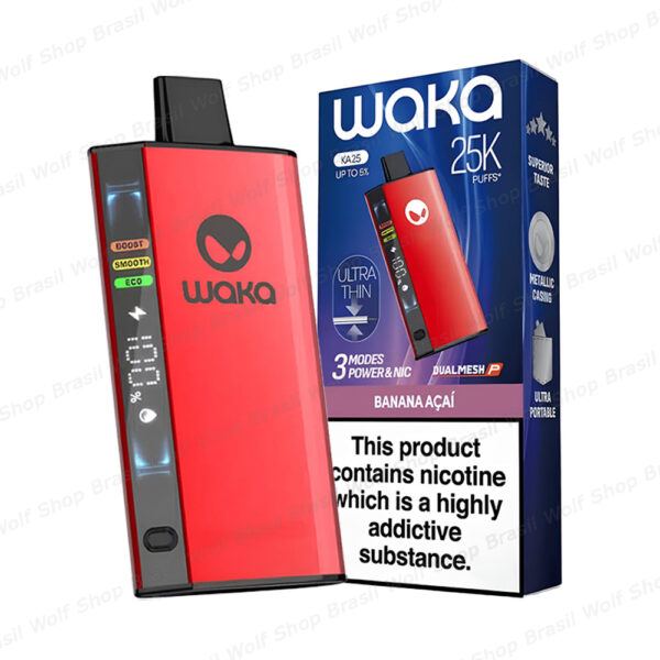 Pod Descartável WAKA KA25 25000 Puffs Caixa na Wolf Shop Brasil