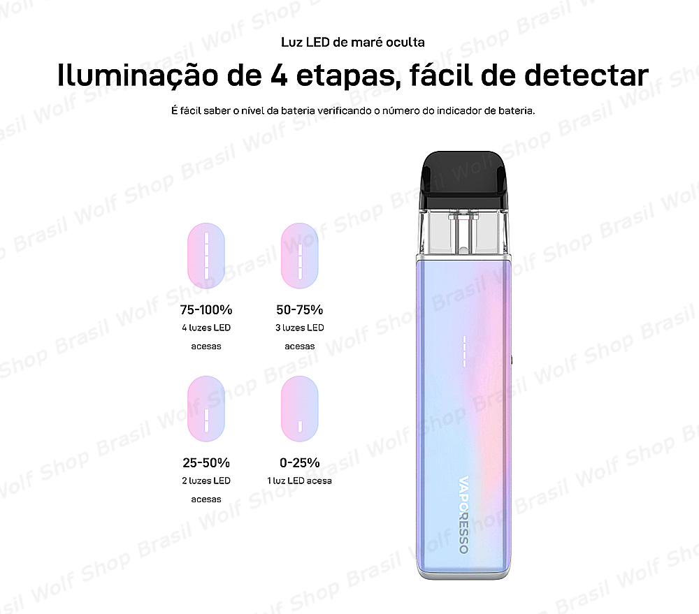 Iluminação Pod System Vaporesso XROS 5 Mini na Wolf Shop Brasil