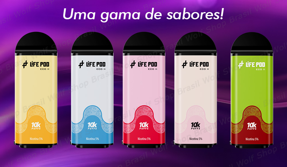 Sabores Aparelho Bateria Nano POD LIFE 2 na Wolf Shop Brasil