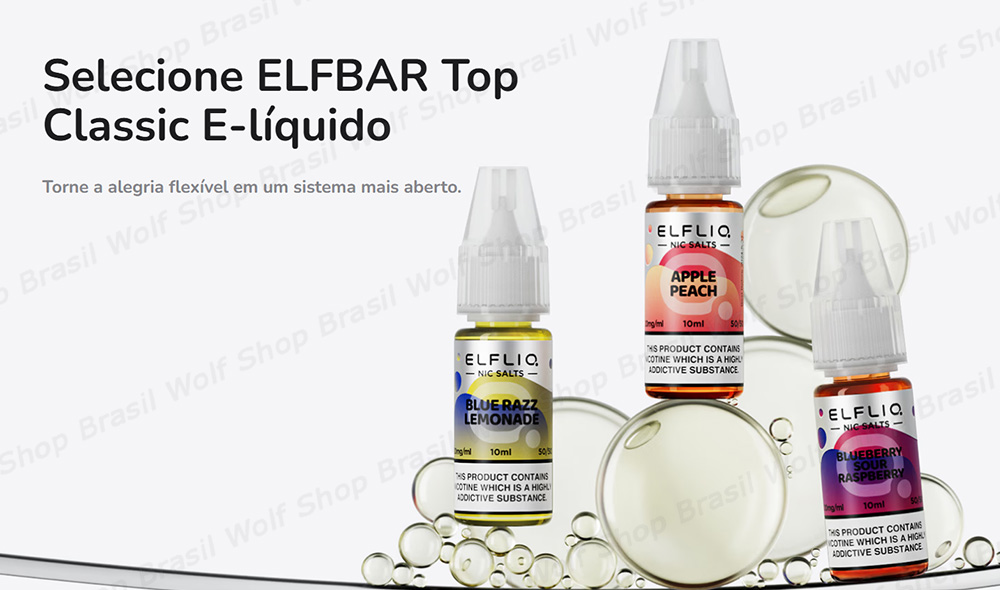 Selecione Líquido Elfliq da Elf Bar NicSalt 30ml e 35mg na Wolf Shop Brasil