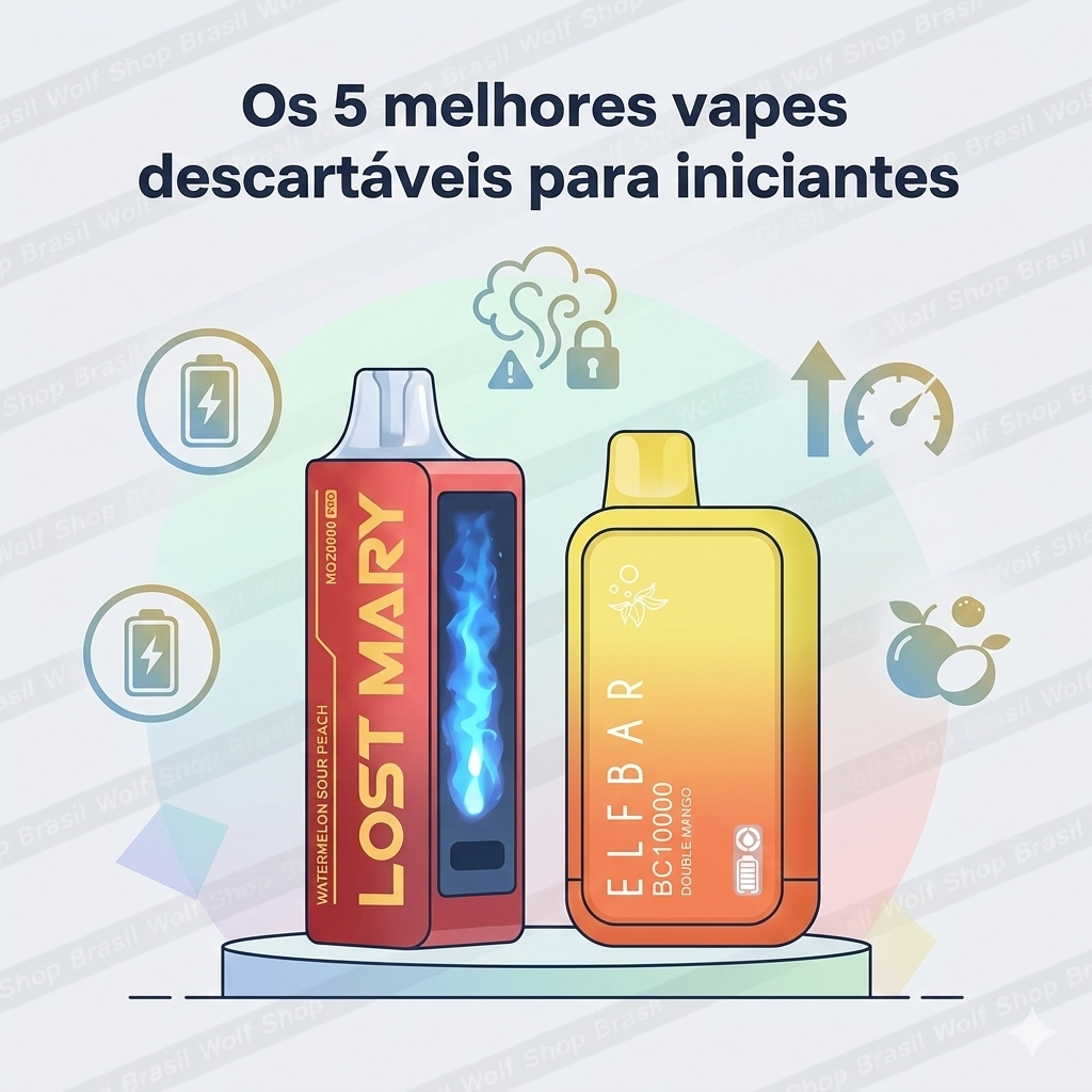 Capa do Post de Rank top 5 Pod Descartáveis para iniciantes na Wolf Shop Brasil