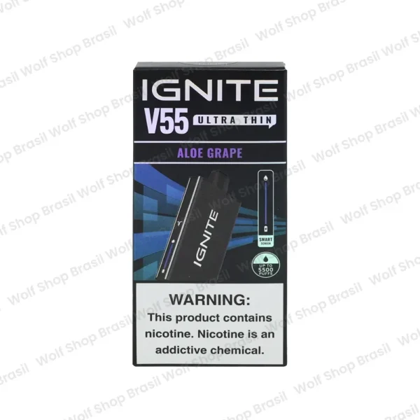 IGNITE V55 Ultra THIN 5500 puffs Aloe Grape na Wolf Shop Brasil