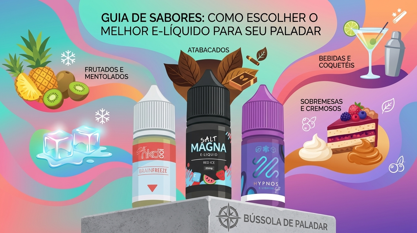 Imagem capa do Post Guia de sabores Como escolher o melhor e-líquido para seu paladar Wolf Shop Brasil