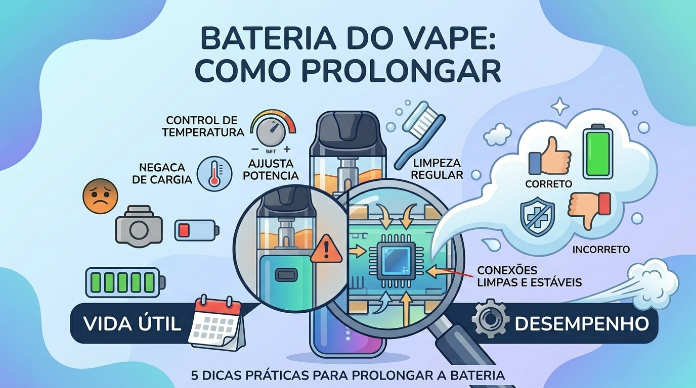 capa post Bateria do vape descarregando rápido: 5 dicas para prolongar a vida útil