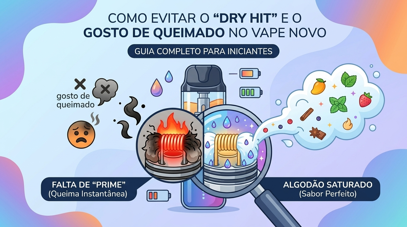 capa post Gosto de queimado no vape novo Como evitar o Dry Hit